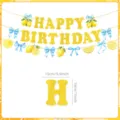 Blauer Schleife Zitrone Druck Geburtstag Party Banner, Glitzer Gold Buchstaben Deko SKU - Banner (23 Stück)