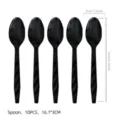 Schwarze Plastiklöffel 10er Set, 16x3 cm Einweggeschirr für Partys und Veranstaltungen. - Schwarzer Kunststofflöffel / 10er-Set