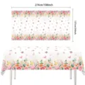 Disposable PE tablecloth featuring a spring watercolor floral and butterfly design for parties. - Large Watercolor Floral Butterfly