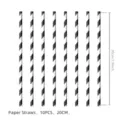 Schwarze und weiße gestreifte Papierstrohhalme für Partys und Getränke, 10 Stück Packung. - Schwarzer Strohhalm / 10er-Set