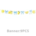 Aquarell Zitrone blaue Schleife Party Banner 9Stk Set für Geburtstag Dekoration Feier. - Banner (9 Stück)