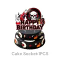 Adorno para tarta de cumpleaños con calavera de rock, decoración de fiesta musical. - Adorno Grande para Pastel