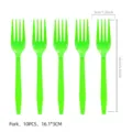 Grüne Plastikgabeln 10 Stk, Einweg Party Geschirr Set 16x3cm für Feiern und Events. - Fruchtgrüne Gabel 10 STK