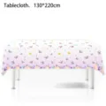Spring butterfly printed disposable PE tablecloth for party decoration and picnic use. - Butterfly Style 02 / 130*220cm / Watercolor Blue Pink Print
