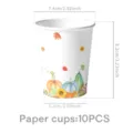 Herbst Erntedank Pappbecher mit süßem Aquarell Kürbis und Ahornblatt Design, 10 Stück. - Ahornblatt Kürbis Pappbecher / 10er Pack