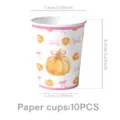 Vasos de papel desechables con diseño de calabaza acuarela y lazo rosa fiesta 10pcs - 10 Piezas (Vasos de Papel)
