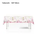 Spring butterfly flower themed disposable PE tablecloth for party and picnic decoration. - Gradient Pink Print