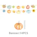 Herbst Ahorn Kürbis Thema Banner Party Hängende Dekoration 14 Stk Set für Thanksgiving - Ahornblatt Kürbis Banner / 14 Stk.