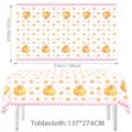 Mantel de mesa de fiesta temática de calabaza con lazo rosa y corazones, cubierta impermeable 137x274cm - 1 Pieza (Mantel 137x274cm)
