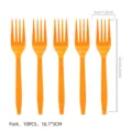 Orangefarbene Plastikgabeln 10 Stk., Einweg Geschirr für Party Dekoration 16 cm groß. - Gelbe Gabeln