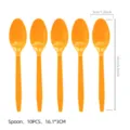 Orangene Plastiklöffel, 10 Stk. Einweg Besteck Set für Party, hellfarbiges Geschirr 16 cm - Gelbe Löffel