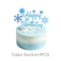 Blaue Schneeflocken Geburtstag Torte Topper Set, ideal für Eismotiv Party Dekoration Zubehör. - 1 Großer Kuchendeckel