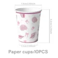 Rosa Muschel Schleife Pappbecher 10Stk Partygeschirr niedliche Geburtstag Zubehör 7.4x8.2cm decor - Pappbecher 10 Stk