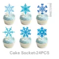 Blaue Schneeflocken Cupcake Topper Set für Winter Wunderland Geburtstag Torten Deko 24Stk - 24 Cupcake-Topper