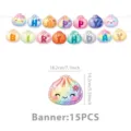 Süße bunte Baozi Thema Geburtstag Party Banner 15 Stk Hängende Deko Zubehör Artikel neu. - Banner 15er Pack