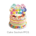Bunte niedliche Teigtasche Happy Birthday Torte Topper für Kinder Party Deko Zubehör - Großer Tortenaufsatz 1 Stk