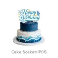 Ozeanblaues Geburtstagskuchen-Topper-Set mit Muschel- und Seestern-Design für Partydeko. - Blaue Muschel Kuchen-Topper (1er Pack)