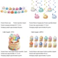 Niedliches pastellfarbenes Baozi Party Deko Set mit Banner Spirale und Tortenaufsatz - Inklusive Banner Deckenhänger Kuchendekoration