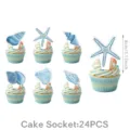 Sommer blau Ozean Muschel Seestern Cupcake Topper Set für Sommer Party Dekorationen 24Stk - Blaue Muschel Cupcake-Topper (24er Pack)