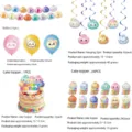 Niedliches Cartoon-Dumpling-Partyset mit Banner, Luftballons und Kuchendekoration. - Inklusive Banner Deckenhänger Dekoration Luftballons