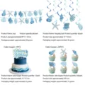 Sommer blaue Ozean Thema Party Deko Set mit Muschel Seestern Banner und Kuchendekoration. - Blaue Muschel 4-teiliges Deko-Set (Banner+Spirale+Topper)