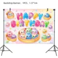 Süßer kawaii baozi geburtstag party hintergrund banner für kinder kinderparty dekoration - 1,5*1m Hintergrundtuch