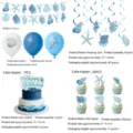 Sommer blaue Ozean Muschel Seestern Geburtstag Party Set mit Ballons und Kuchendekoration. - Blaue Muschel 5-teiliges Deko-Set (Banner+Spirale+Ballon+Topper)