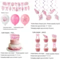Rosa Schleife Ozean Muschel Party Zubehör Set mit runden Ballons und schönen Kuchendekorationen. - 5-teiliges Set