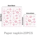 Rosa Schleife Ozean Muschel Papierserviette, 20Stk Set für Geburtstag Party Tischdekoration. - Gezackte Servietten 20 Stück/Packung