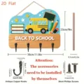 Plaque de porte en bois de rentrée scolaire crochet mural bus scolaire détail dimensions - Style 03 (Porte-clés Mural en Bois)