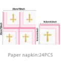 Rosa Kreuz Thema Party Papierservietten Taufe Geschirr entfaltet 33cm gefaltet 16.5cm 24St - Rosa Taube Taufe / Servietten 20 STK