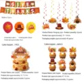 Dankeschön Party Dekorationsset mit Luftballons, Hängespiralen, Banner und Kuchenaufsätzen. - Dekor 5-teiliges Set (Banner 14P + Wirbel 6P + Großer Topper 1P + Kleine Topper 24P + Ballons 18P)