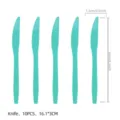 Türkisfarbene Plastik Partymesser 10er Set, Einweg Besteck Küchenzubehör 16x1.3cm groß. - Tiffany Blau Messer / 10 Stück