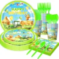 Vogelscheuche Traktor Party Pappteller Becher Servietten Einweg Geschirr Set Geburtstag - Vogelscheuche Traktor / 7-teiliges Set