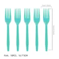 Türkis Plastikgabeln 10 Stück Set Einweg Party Geschirr Tischdekoration 16.1x3cm - Tiffany Blau Gabel / 10 Stück