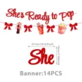Roter Glitzer She's Ready to Pop Banner Cola Thema Party Hänge Deko 14 Stueck Set - Banner