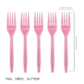 Rosa Plastikgabeln Set, 10 Stück Packung, 16.1x3cm Größe für Party Geschirr Essentials. - Rosa Gabeln (10er Set)