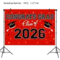 Abschluss Fotografie Hintergrund Banner 2026 rote Party Dekoration Banner 1.5x1m - Abschluss Hintergrund Banner / 100x150cm / Rot