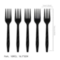 10er Set schwarze Plastikgabeln 16.1x3cm, ideale Besteckwahl für Partys und Veranstaltungen. - Schwarze Kunststoffgabel (10 Stück)