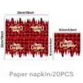Christmas buffalo plaid paper napkins with Merry Christmas print, 33x33cm, 20pcs pack. - Napkins