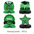 Abschluss Wabenbälle 4 Stk Grüne Schwarze Graduation Party Tisch Dekorationen Set für Feier - Abschluss Waben Ornament / 4er-Set / Grün
