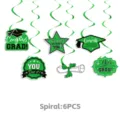 2026 Abschluss Party hängende Wirbel Dekorationen grüne Doktorhut Schild Set 6Stk - Abschluss Hängende Spiralen / 6er Set / Grün