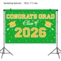 Abschluss Hintergrund Banner 2026 Party Dekoration Fotografie Hintergrund Stoff Deko. - Hintergrunddeko / 1*1.5m (1 Stück) / Grün und Gold Abschluss