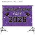 Abschluss Hintergrund Banner 2026 Lila Abschlussfeier Party Dekoration Fotografie Requisite - Abschluss Hintergrund Banner / 100x150cm / Lila