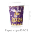 2026 abschluss party pappbecher lila gold einweg geschirr deko zubehoer 10 stueck - Lila und Gold Abschluss / Pappbecher 10 Stück