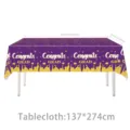 Abschluss Tischdecke lila gold 137x274cm Einweg Party Tischabdeckung Dekoration - Lila und Gold Abschluss / Tischdecke 137*274cm