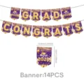 Schwarz-goldene 2026 Abschluss Party Banner Set, Congrats Grad Girlande Dekoration. - Lila und Gold Abschluss / Banner 1 Stück/Packung
