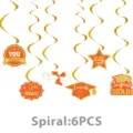 Abschluss hängende Spiralen Dekorationen 2026 Party Zubehör Decke Luftschlangen 6Stk - Orange-Gold Abschluss / Hängespiralen 6 Stück