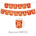 Abschluss party girlande dekoration 2026 rot gold glitzer grad congrats hängeflaggen 14stk - Banner - Rot Gold Abschluss / 1 Stück