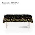 Black gold Happy New Year tablecloth 137x274cm party decorative table cover for holiday celebration. - Tablecloth / 54*108inch